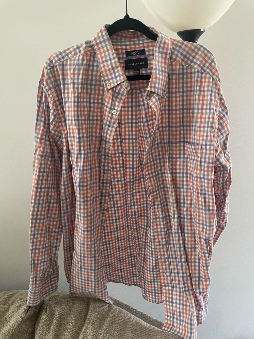 Saddlebred Orange and Blue Check Button-Down Shirt